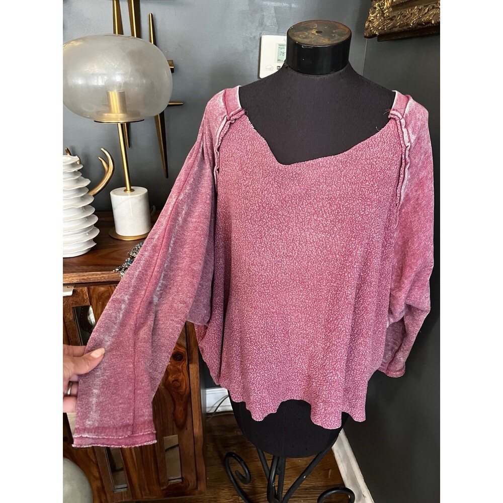Ocean Drive Oversized Off the shoulder Sweatshirt Cranberry sz L Womens